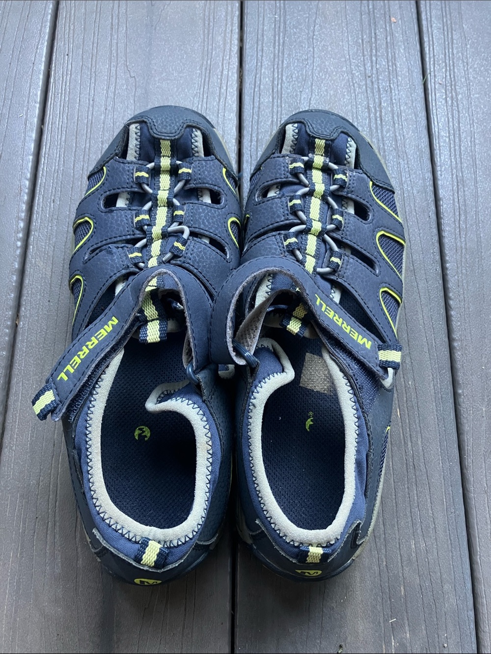 Merrell Kids Navy and Lime Sport Water Shoes Size 7M